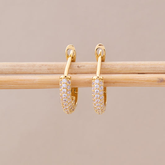 Radiant Triple Row Crystal Hoop Earrings