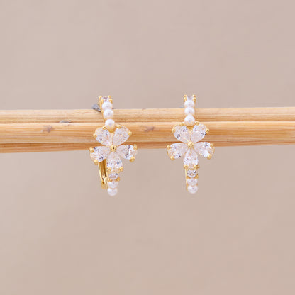 Blossom Pearl & Crystal Hoop Earrings