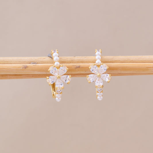 Blossom Pearl & Crystal Hoop Earrings