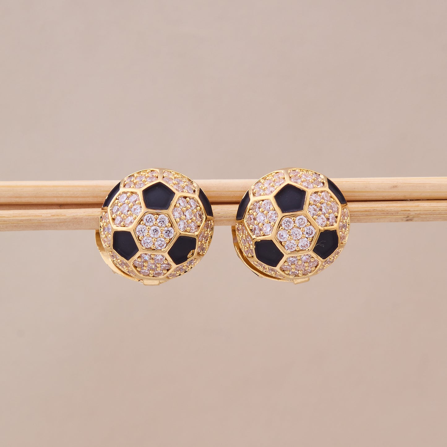 Soccer Ball Crystal Stud Earrings