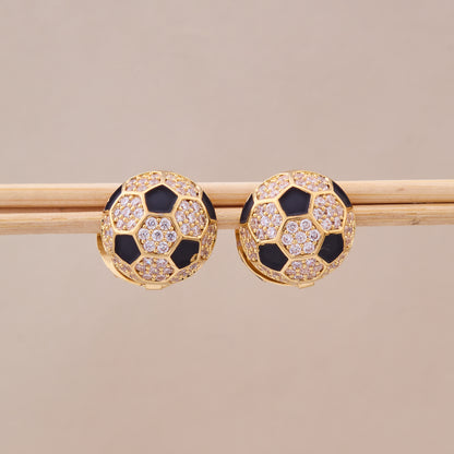 Soccer Ball Crystal Stud Earrings