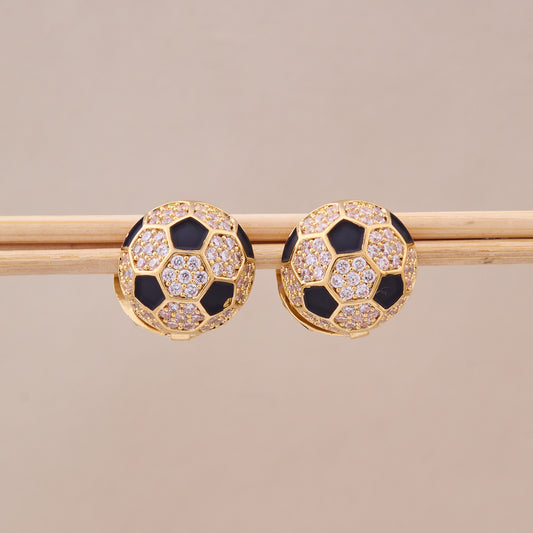 Soccer Ball Crystal Stud Earrings