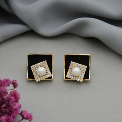 Pearl & Floral Earrings Elegant Fashion Accessory
