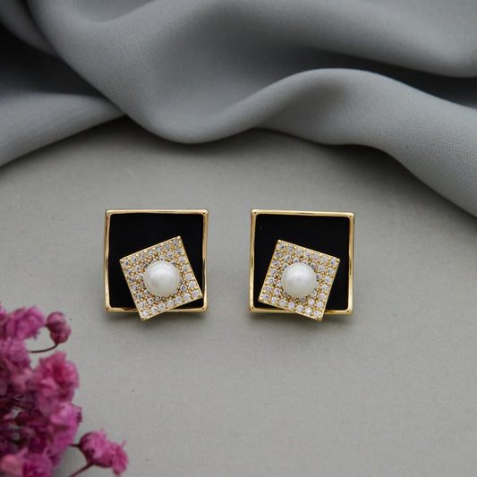 Pearl & Floral Earrings Elegant Fashion Accessory
