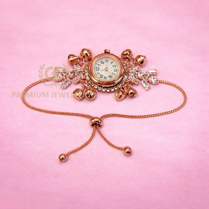 Ethnic Rose Gold Kashmiri Watch for Women Adjustable Chain