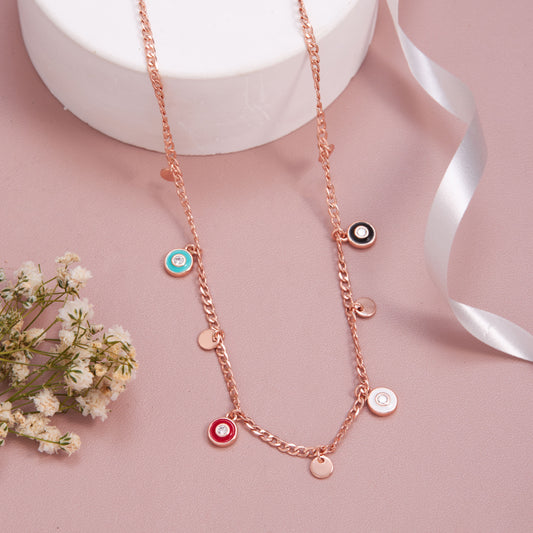 Rose Gold Multicolour Charm Necklace by GC Premium Jewellery