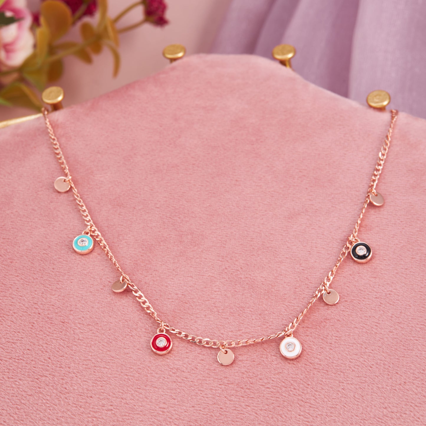Rose Gold Multicolour Charm Necklace by GC Premium Jewellery