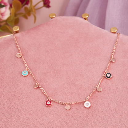 Rose Gold Multicolour Charm Necklace by GC Premium Jewellery