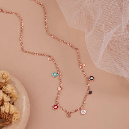 Rose Gold Multicolour Charm Necklace by GC Premium Jewellery