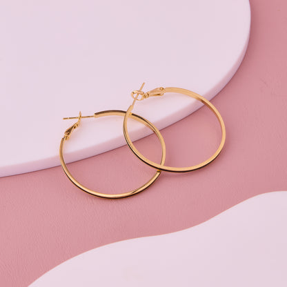 Gold Black-Stripe Hoop Earrings