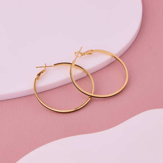 Gold Black-Stripe Hoop Earrings