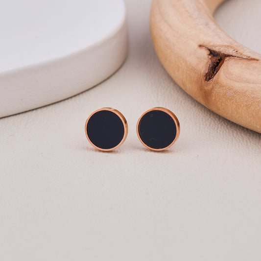 Minimal Black Enamel Stud Earrings