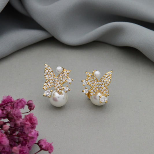 Pearl & Diamond Earrings Luxurious Floral Elegance