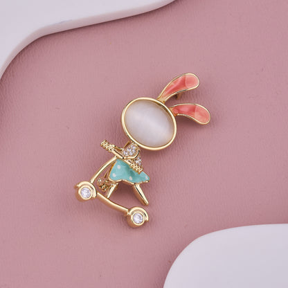 Bunny Scooter Brooch