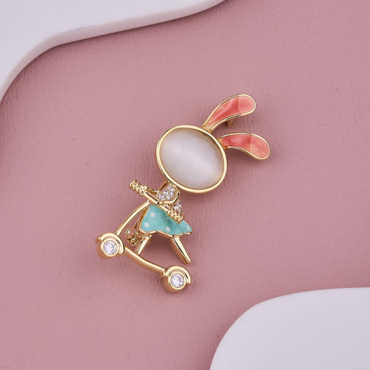 Bunny Scooter Brooch