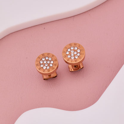 Roman Numeral Crystal Cluster Stud Earrings