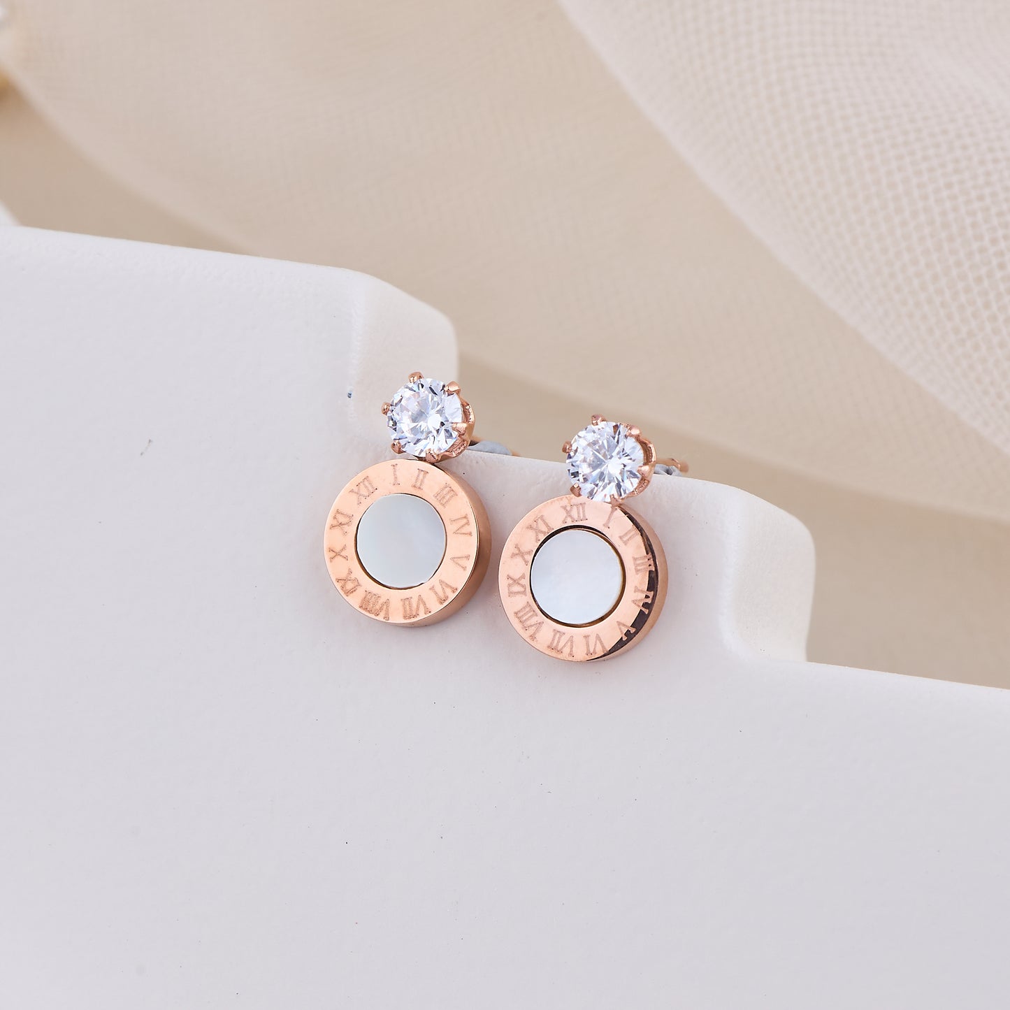Roman Circle Crystal Studs