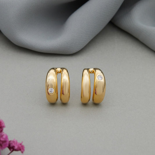 Gold & Diamond Earrings Elegant Indoor Fashion Accessory