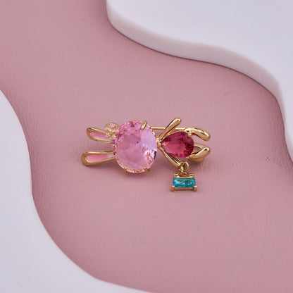 Luxury Pink Bunny Brooch
