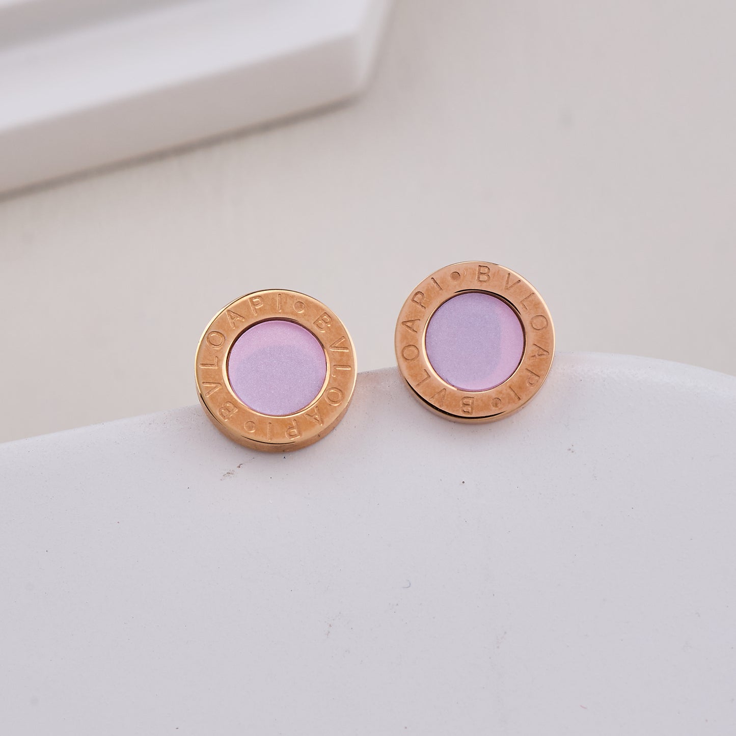 Lavender Enamel Circle Studs