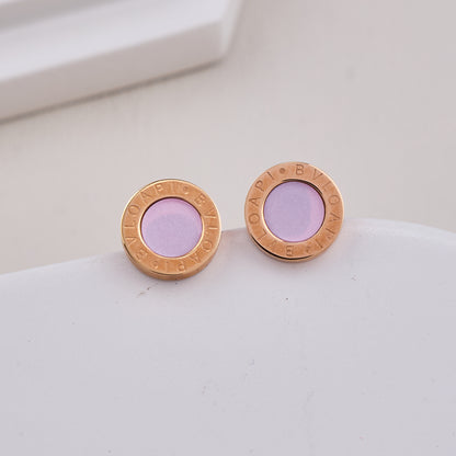 Lavender Enamel Circle Studs