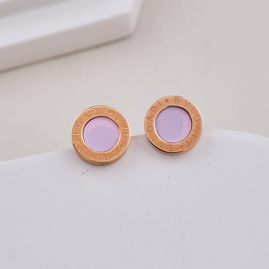 Lavender Enamel Circle Studs