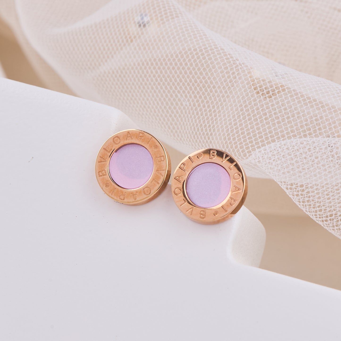 Lavender Enamel Circle Studs