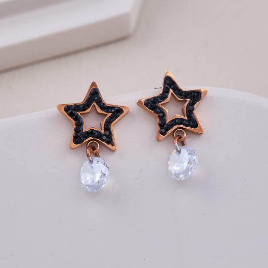 Black Star Drop Earrings