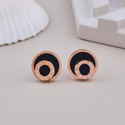 Black Roman Circle Studs
