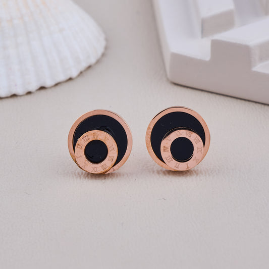 Black Roman Circle Studs