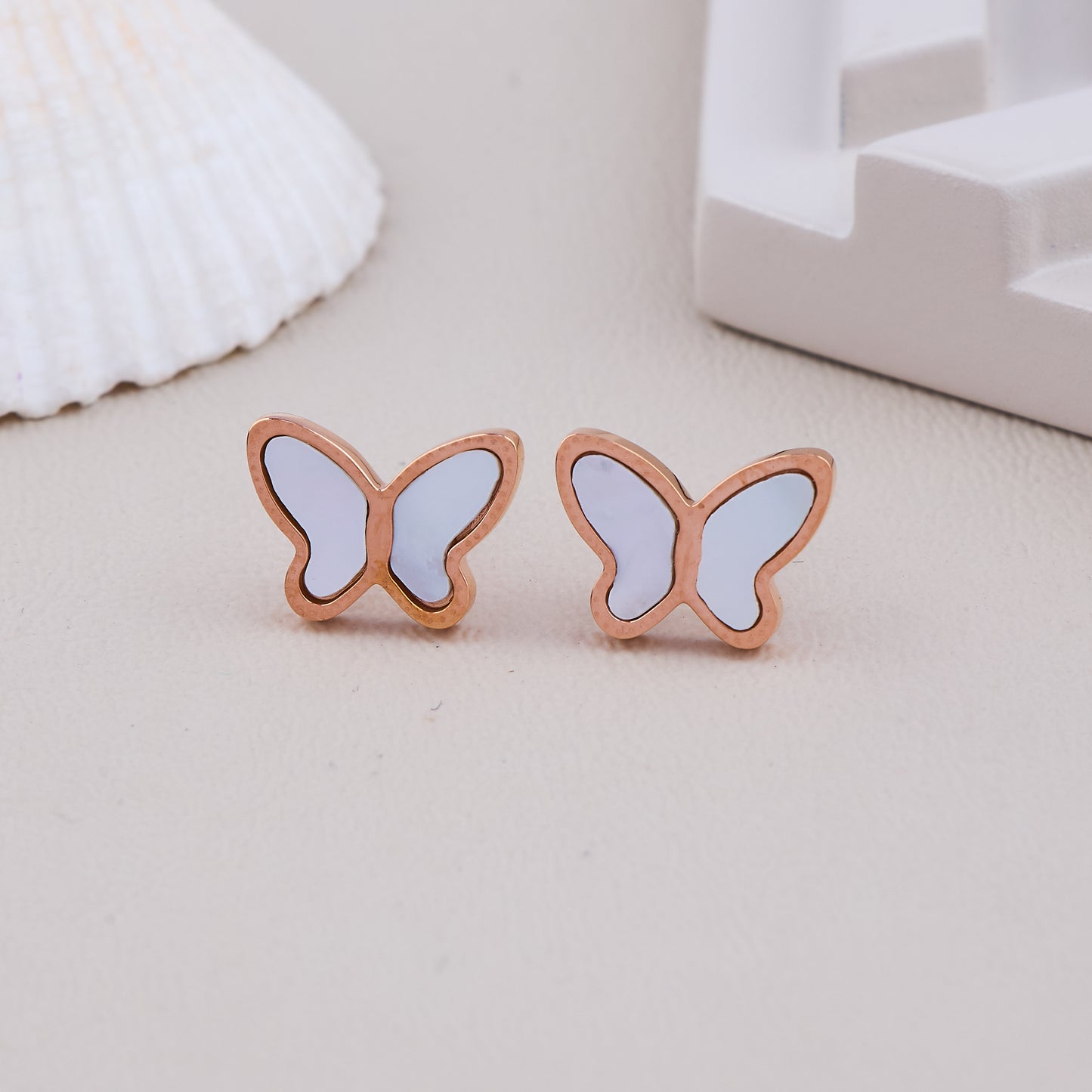 White Butterfly Studs