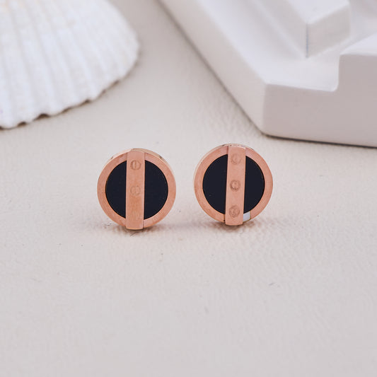 Black Bar Circle Studs