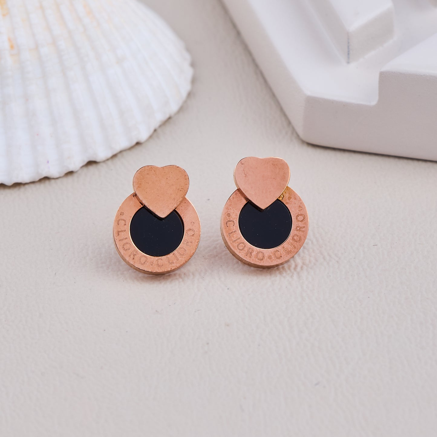 Heart Black Enamel Studs