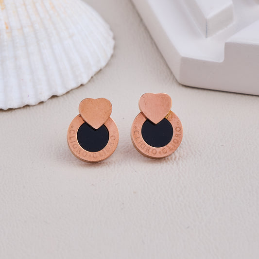Heart Black Enamel Studs