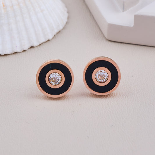 Black Enamel Crystal Studs
