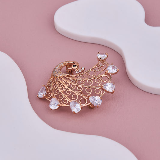 Crystal Peacock Brooch
