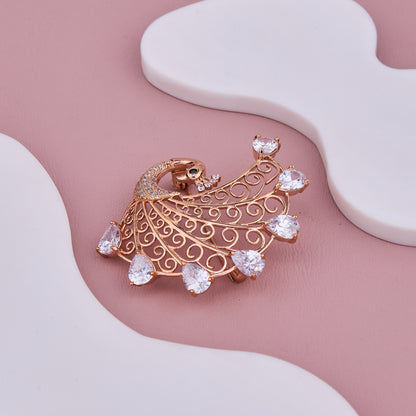 Crystal Peacock Brooch