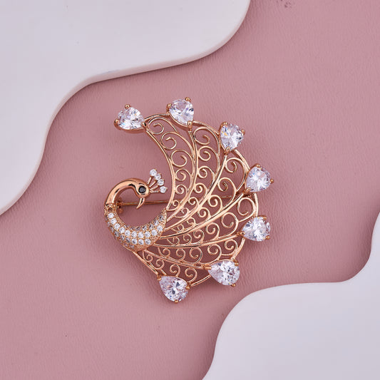 Crystal Peacock Brooch