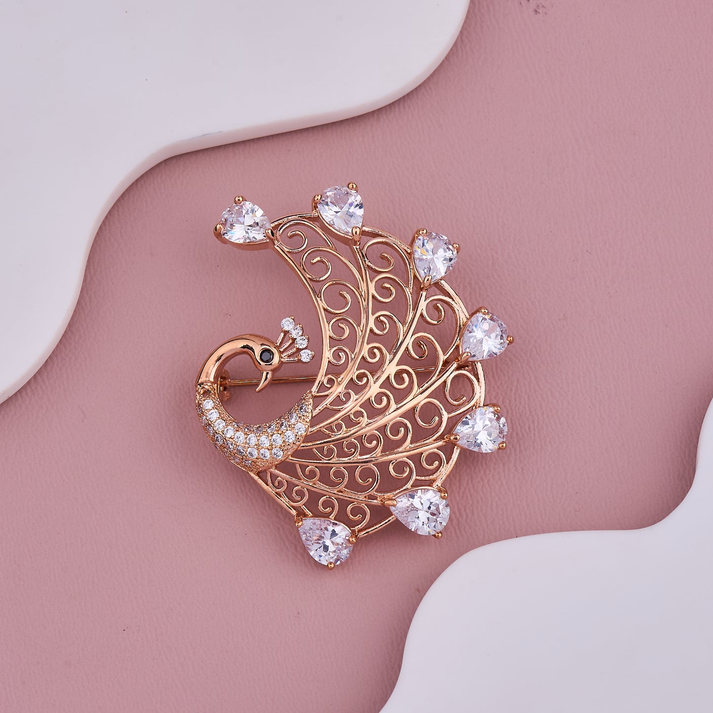 Crystal Peacock Brooch