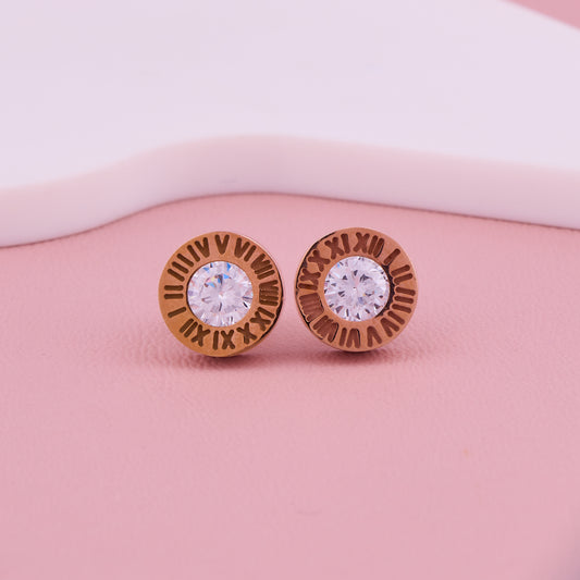 Roman Numeral Sparkle Studs
