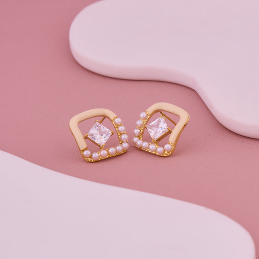 Pearl Glow Geometric Studs