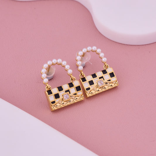 Pearl Handle Handbag Earrings
