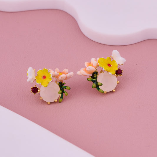 Floral Butterfly Garden Earrings