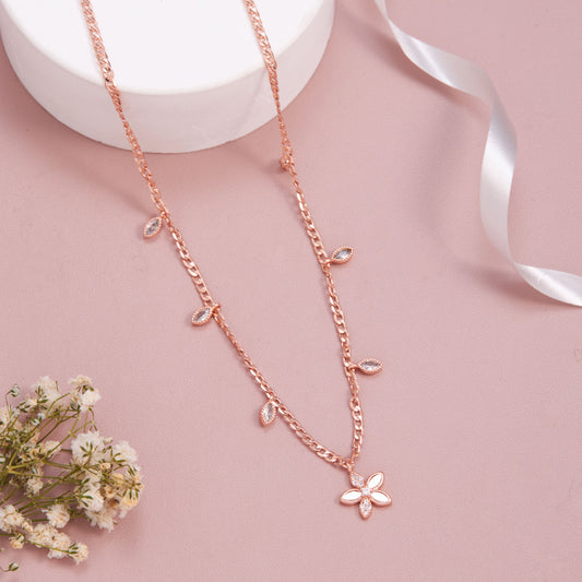 Rose Gold Floral Pendant Necklace by GC Premium Jewellery