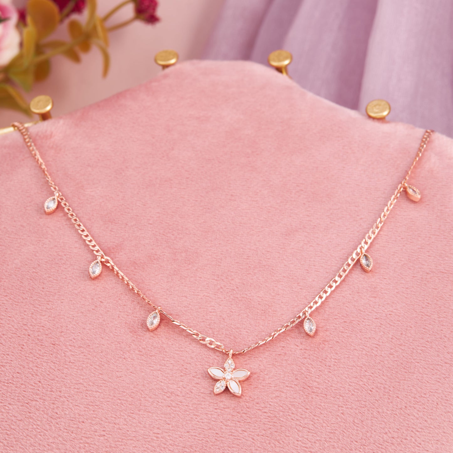 Rose Gold Floral Pendant Necklace by GC Premium Jewellery