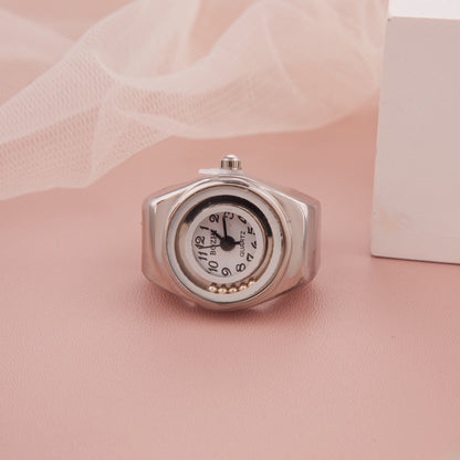 Classic Silver Tone Analog Ring Watch for Women GC Premium Jewellery