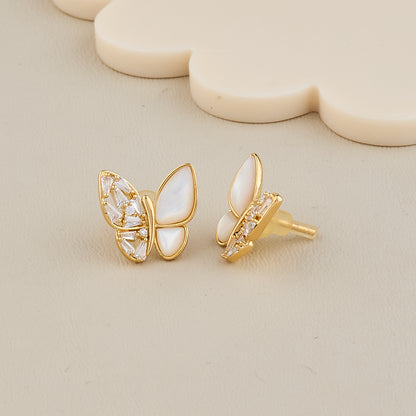 Golden Butterfly Mother of Pearl Stud Earrings