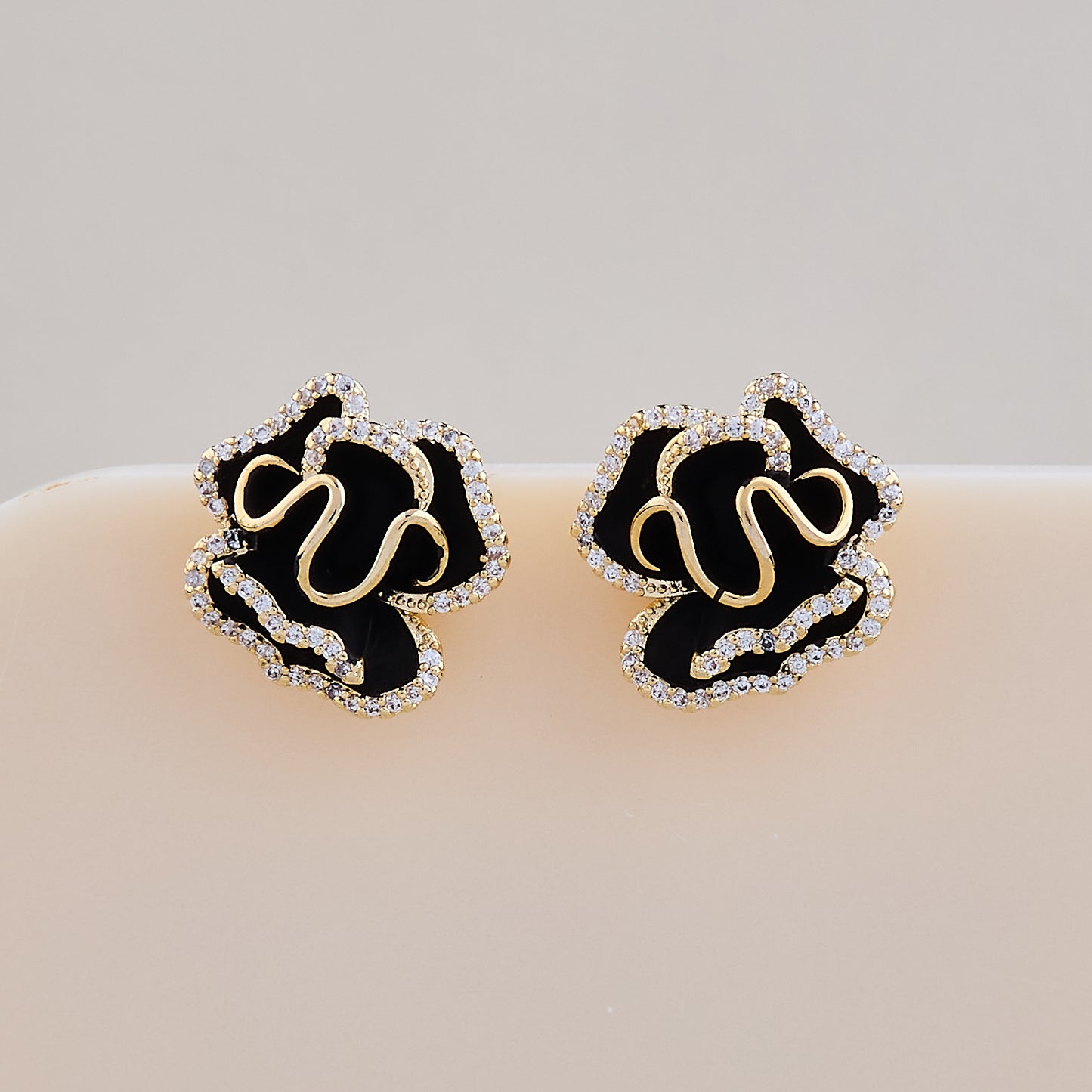 Midnight Bloom Crystal Edge Earrings