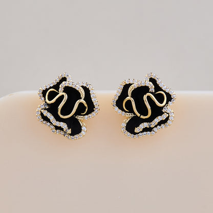 Midnight Bloom Crystal Edge Earrings