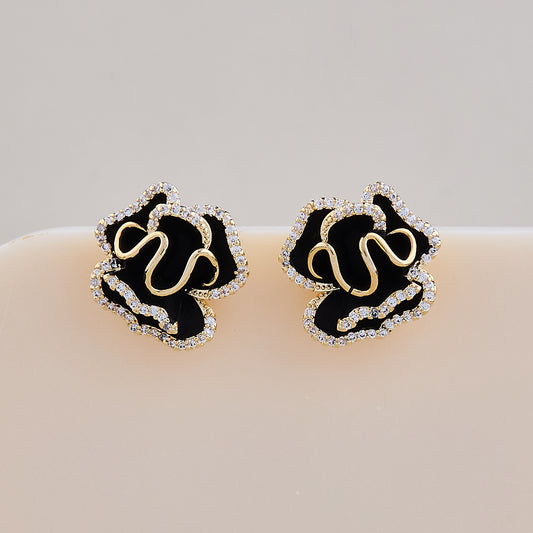 Midnight Bloom Crystal Edge Earrings